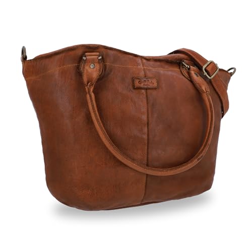 Torebka damska Gusti Leder Średniej wielkości torebka na ramię – Wysokiej jakości skóra bydlęca Shopper Cognac Brown – Pojemna torebka skórzana do codziennego użytku i do biura