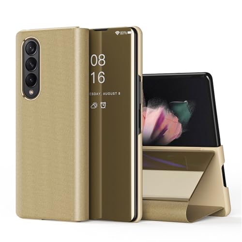 Étui Samsung Galaxy Z Fold 7 miroir et cuir or pour vos rendez-vous professionnels
