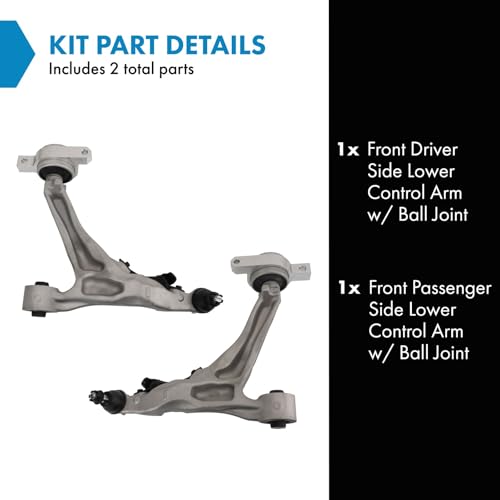 TRQ Front Lower Driver and Passenger Side Control Arm and Ball Joint Set 2 Piece Compatible with 14-22 Infiniti Q50 RWD 17-22 Q60 RWD 14-17 QX50 08-12 EX35 09-17 Nissan 370Z 18-20 370Z by TRQ - Image 2