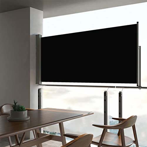 IKAYAA Toldo Lateral Retráctil, Separador de Ambientes Exterior, Tela Toldo Impermeable, Protección Solar, Viento, Privacidad, Toldos Exterior Terraza, Biombo Exterior60 x 300 cm Negro