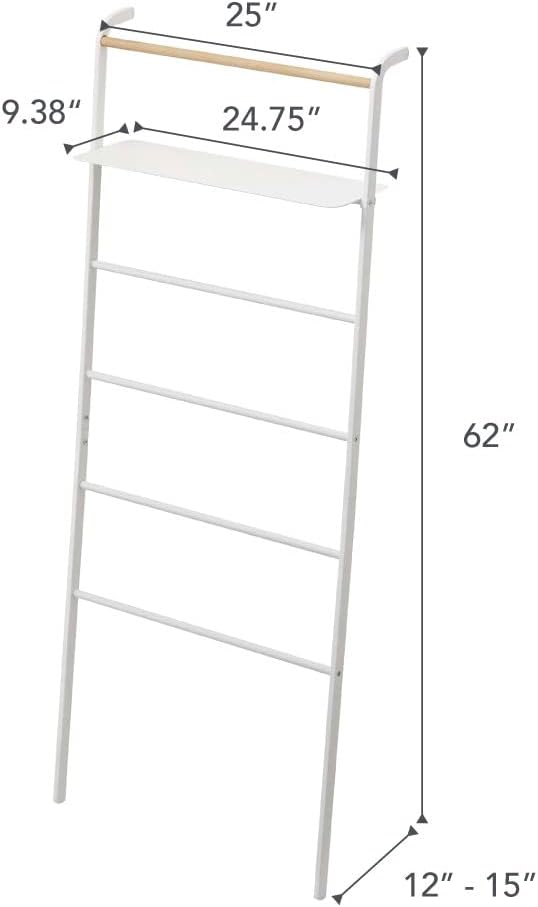 YAMAZAKI home Tower Leaning Ladder With Shelf White