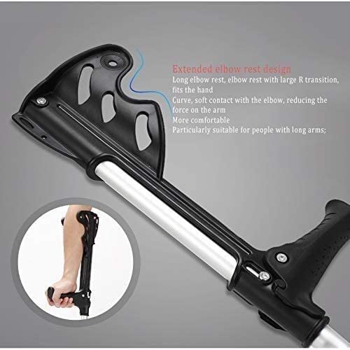 Stampelle per avambraccio regolabili Stampelle per avambraccio con supporto regolabile comoda impugnatura per il polso resistente per adulti di statura e statura leggera alluminio nero Stampella per