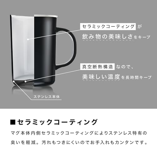 Taza aislante de acero inoxidable HARIO 470 ml negra miniatura 3