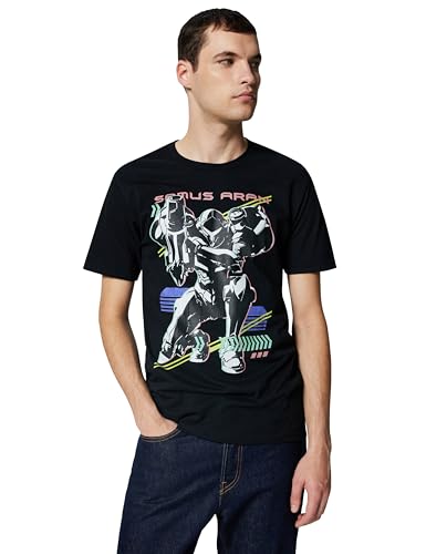 Nintendo Men's Metroid Graphic Tees Shirt, Black // Samus Aran Neon, XXXXL