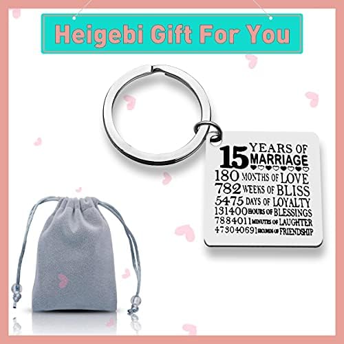 15th Anniversary Present for Couple Husband Wife 15 Years Wedding Anniversary Keychain Happy 15th Anniversary Keyring for Women Men Fifteen Years Marriage Gift for Her Him 15th Anniversary Keepsake