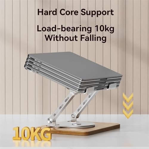 Soporte para portátil ergonómico contra dolor cervical con base de madera y giro de 360 grados 6
