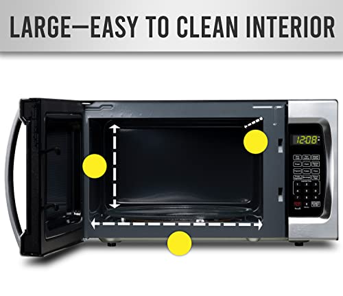 Farberware Countertop Microwave 1000 Watts, 1.1 Cu Ft - Microwave Oven With Led Lighting And Child Lock - Perfect For Apartments And Dorms - Easy Clean Brushed Stainless Steel #TOP3