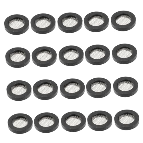POPETPOP 20Pcs Stainless Steel Net Rubber Gasket for Faucet and Plumbing Hose Sink Strainer Tool with Black Filter Replacement Seal for Shower and Kitchen Use