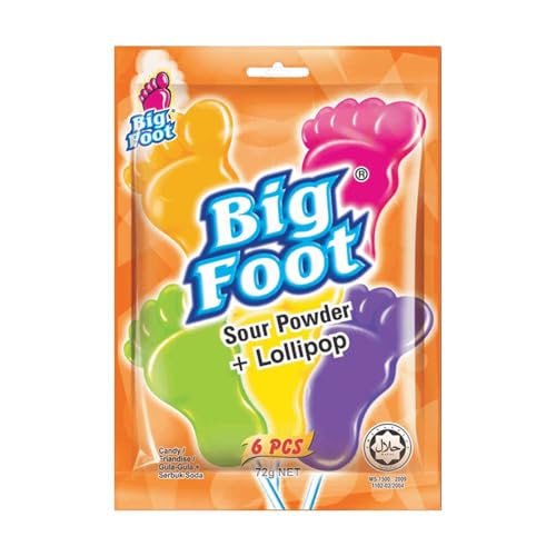 Big Foot Sour Powder and Lollipop Candies 6 Piece, 72 g