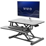 VIVO DESK-V026KB - Convertitore da scrivania da 66 cm, serie K, elevatore da seduta in piedi regolabile in altezza, postazione di lavoro doppio monitor e computer portatile con vassoio per tastiera