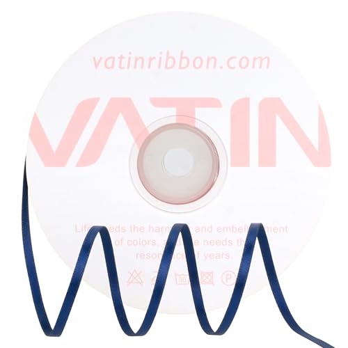 VATIN Navy Satin Ribbon 1/8 Inch x 100 Yards for Gift Wrapping