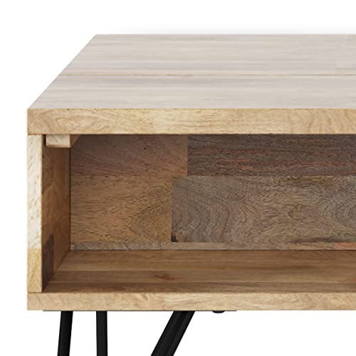 Image of SIMPLIHOME Hunter 36 inch Wide Solid Mango Wood Coffee Table in Natural