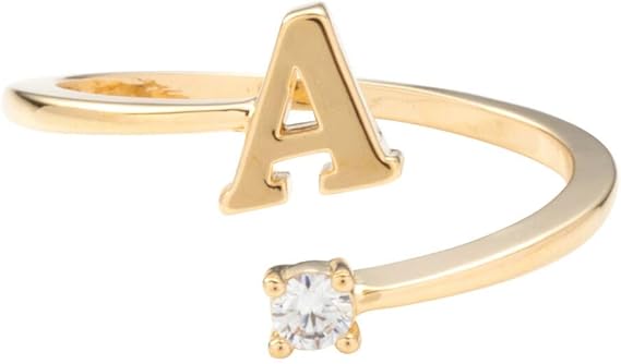 Amazon Cream Dot クリームドット リング 指輪 レディース 人気 選べる2タイプ リング 重ねづけ 重ね付け フリーサイズ 1粒ビジュー イニシャル 大人 A ゴールド Aタイプ リング 通販