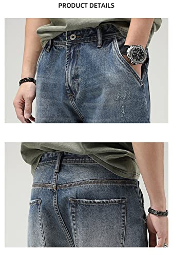 Men's Loose Athletic Fit Tapered Leg Jeans,Slim Fit Jean,Five Pockets - Blue3