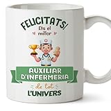 MUGFFINS Tazas para AUXILIAR DE ENFERMERÍA hombre - En Catalán - Millor Univers Trofeu - 11 oz / 330 ml - Regalo original y divertido