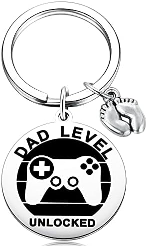 MIXJOY New Expecting Dad First Time Father's Day, New Dad Announce Pregnancy, Dad Unlocked Key Chain with Footprint Charm