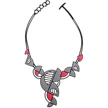 Batucada Arches/Arcades Architechtural Necklace RED+Grey