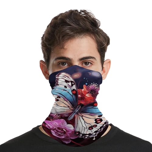 Pasamontañas balaclava elástica para hombre y mujer con mariposas coloridas sobre flores para clima frío, bufanda cuello, banda a prueba de viento para motocicleta, ciclismo, esquí y fiestas miniatura 4