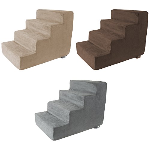 Pet Stairs – Foam Pet Steps For Small Dogs Or Cats With 4 Step Design And Removable Cover – Non-Slip Dog Stairs For Home By Petmaker (Brown) #TOP6
