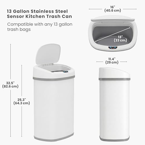 Image of iTouchless Patented 13 Gal Motion Sensor Trash Can with Lid | Odor Filter