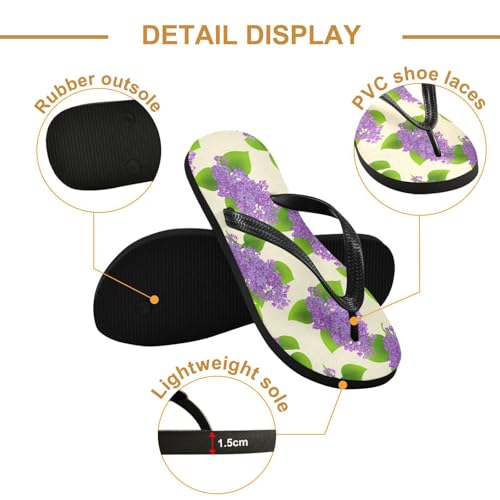 Leaf Purple Flowers Flip Flops for Beach Thong Sandals Anti-slip Lightweight Flat Slippers for Summer Outdoor Travel3