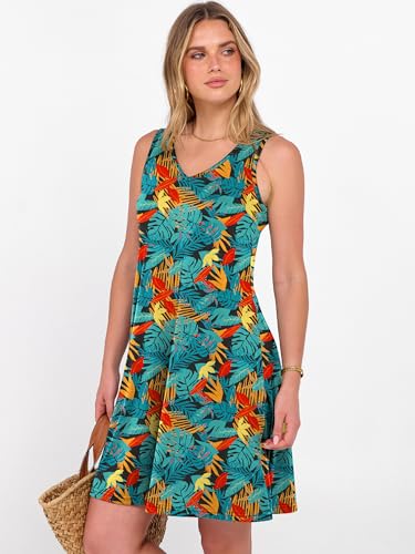 Image of ANRABESS Summer Dress for Women,V Neck Sleeveless Sundress,Loose Fit,Soft Travel Vacation Outfits,Cute Beach Cover Up Clothes