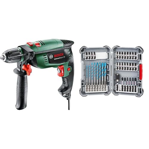 Bosch Home and Garden Hammer Drill UniversalImpact 700 (700 W, in Carrying case) + 35 Pieces MultiConstruction Drill Bit & Impact Control Screwdriver Bit Set (Pick and Click, HEX-9, Accessories)