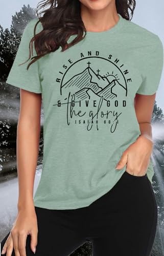 Women Hiking Mountain Shirt Nature Sunrise Graphic Printed Hiking T Shirt Summer Short Sleeve Workout Tee top2