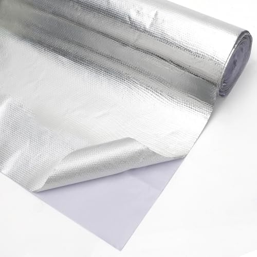 RANJIMA Esterilla de protección térmica autoadhesiva, parte trasera adhesiva de aluminio, fibra de vidrio, protección térmica, protección térmica, protección contra el calor para manguera y uso