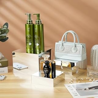 Display Riser Stands, 6pcs Silver Mirror Riser Stand, Acrylic Square Display Boxes, Tiered Food Display Buffet Riser, Purse Stand, Retail Product Showcase for Perfume Collection Jewelry Dessert Party