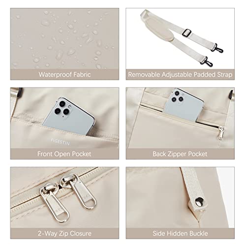 Figestin Duffle Bag Weekender For Women Travel Tote Lightweight Carry On Overnight Girls Beige #TOP3