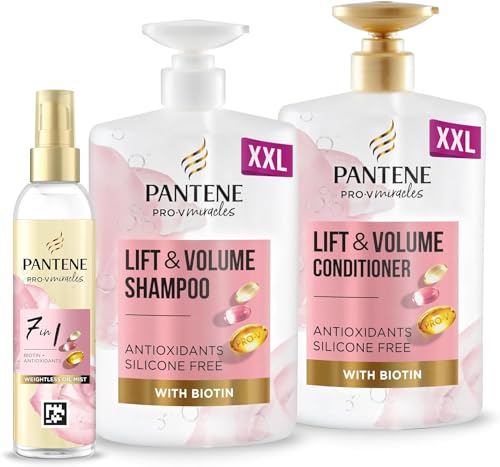 Pantene Lift and Volume Shampoo and Conditioner Set with hair oil...