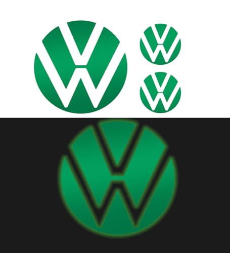 Image of IPG Decal Made for VW 2021 Passat Polo Tiguan Golf Rear /Front Emblem Logo Decals Stickers Set (4 Units) (Reflective Green)