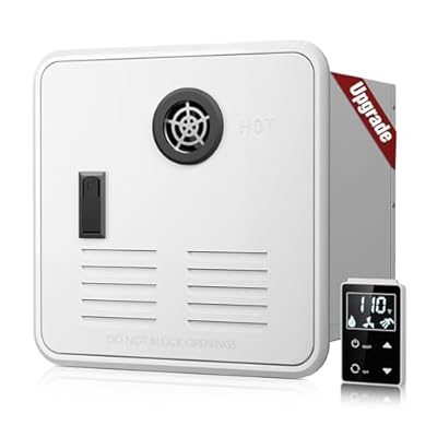 RV Tankless Water Heater with 15×15 inch White Door - 55,000 BTU 2.2 GPM, 12V Instant Hot Water for RVs & Campers, Includes Remote Control