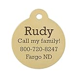 DogIDs Personalized Round Circle Dog Identification Tag, Custom Laser Engraved Double Sided ID Tag w