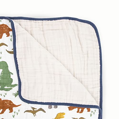 Image of Little Unicorn Muslin Quilt Blanket | 100% Cotton Soft Multi-Layered Muslin Fabric | Toddler & Baby Blanket | 47 inchx47 inch | for Nursery, Crib, Shower Gifts (Dino Friends)