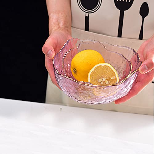 Glass Salad Bowls 3 Piece Set, Irregular Shape Phnom Penh Serving Bowls,Glass Bowls For Kitchen,Pretty Serving Bowls For Pasta, Dessert, Popcorn, Fruit, Snacks - Refrigerator Freezer Safe (Light Pink) #TOP5