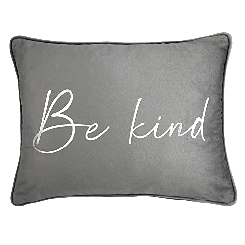 By Caprice Home - Be Kind - Cojín Relleno de Terciopelo con Estampado de Papel de Aluminio - 30 x 40 cm en Plata Cover