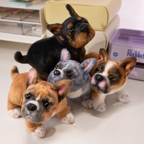 Xiyocadt 22cm Französische Bulldogge Kuscheltier,Niedlich Französische Bulldogge Stofftier,Simuliertes Tier Hund,Kindliche Gesellschaft Trost Stofftier Spielzeug Geschenke für Jungen Mädchen (Grau)