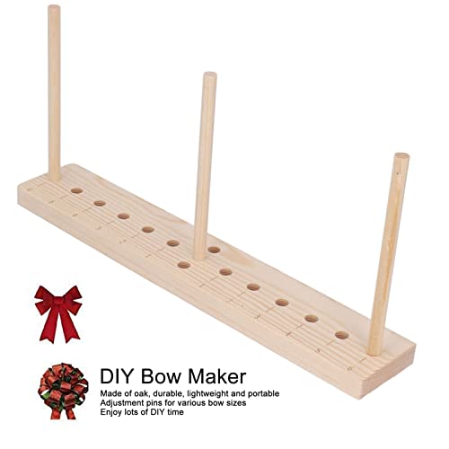plplaaoo Bow Maker,Wooden Wreath Bow Maker for Making Gift Bows, Bow Maker for Ribbon, Extended Bow Maker Tool with 3 Long Stick for Gift Bows, Corsages, Christmas Party Decorations