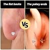 Body Candy 18G Implant Titanium Reversible Flat Back Earrings for Women - Threadless Push-In Studs Cartilage Earring, Helix Piercing Jewelry, Small Stud Earrings Women Men