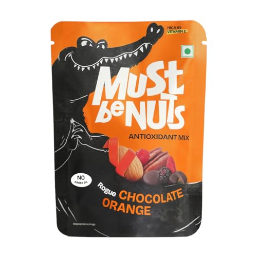 Must Be Nuts Rogue Chocolate Orange | Chocolate Orange Mix with Black Currants | Sweet, Zesty & Antioxidant Loaded | No Added Oil | 100% Veg | Pack of 5 (33g x 5)