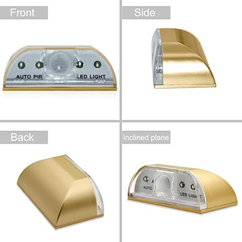 Keyhole Light Lamp Infrared Auto Sensor Motion Detector Door Keyhole 4 LED Light lamp Stick-on Anywhere Tap Lights-Battery Operated-Gold