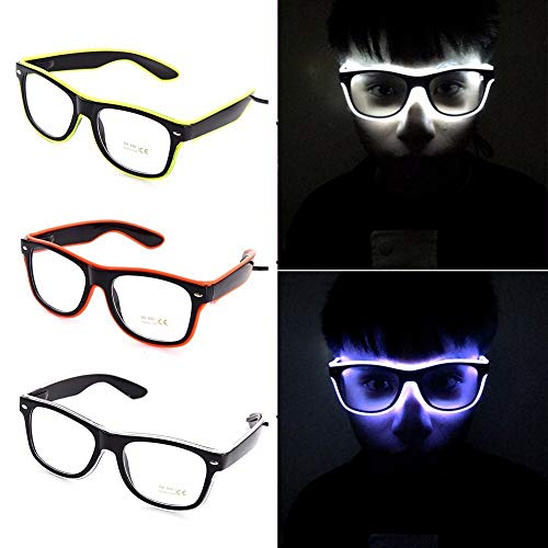 Andoer YJ001 Óculos LED 10 cores iluminam opcionalmente El Wire Óculos Rave Neon Óculos Cintilantes