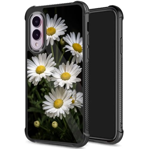 JHYYTUJTYP for Galaxy S25 Edge Case,Tire Texture Non-Slip Soft TPU Hard Back Shockproof Anti-Scratch Protective Case for Samsung Galaxy S25 Edge 6.7 inch 2025,Cute Daisy Flower Pattern - image 1
