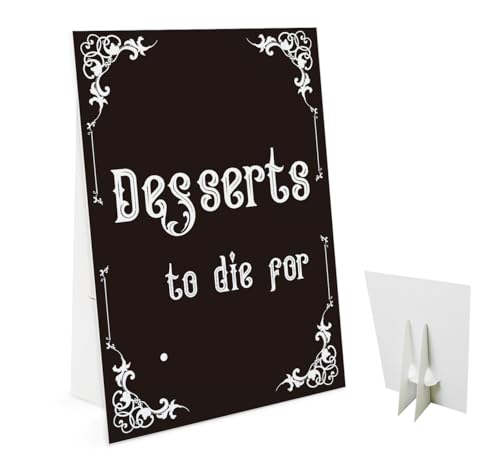 Desserts to Die for Black Gothic Wedding Sign, Halloween Table Sign, Black Hallowedding Decoration, Dark Romantic Wedding Dessert Table Sign -WSJLP08
