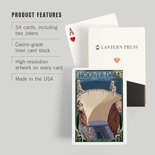Lantern Press Hoover Dam Aerial naipes poker 52 miniatura 3