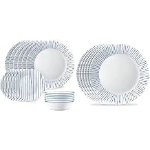 Corelle 18-Piece Dinnerware Set Service for 6 + Corelle 6-Piece 10.25" Dinner Plates, Vitrelle Triple Layer Glass, Lightweight Round Plates