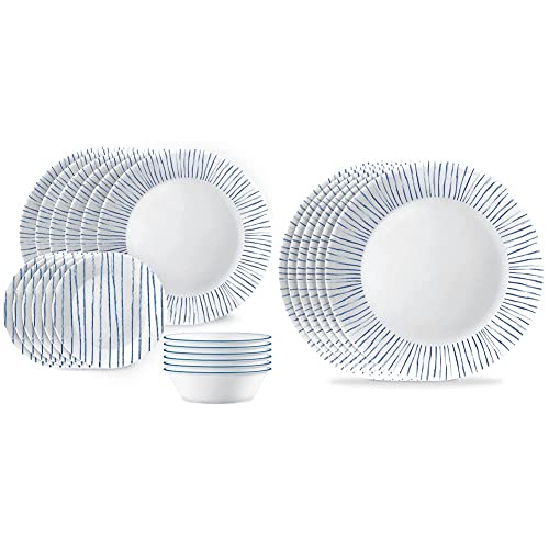 Corelle 18-Piece Dinnerware Set, Service & 6-Piece 10.25" Dinner Round Plates, Vitrelle Triple Layer Glass, Lightweight Round Plates, Large Round Plates #TOP30