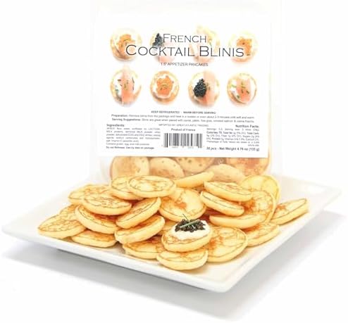 French Cocktail Blinis for Caviar - Frozen Appetizer Pancakes for Specialty Foods - 1.25 inch / 30 per pack (4.76 ounce (136 grams))